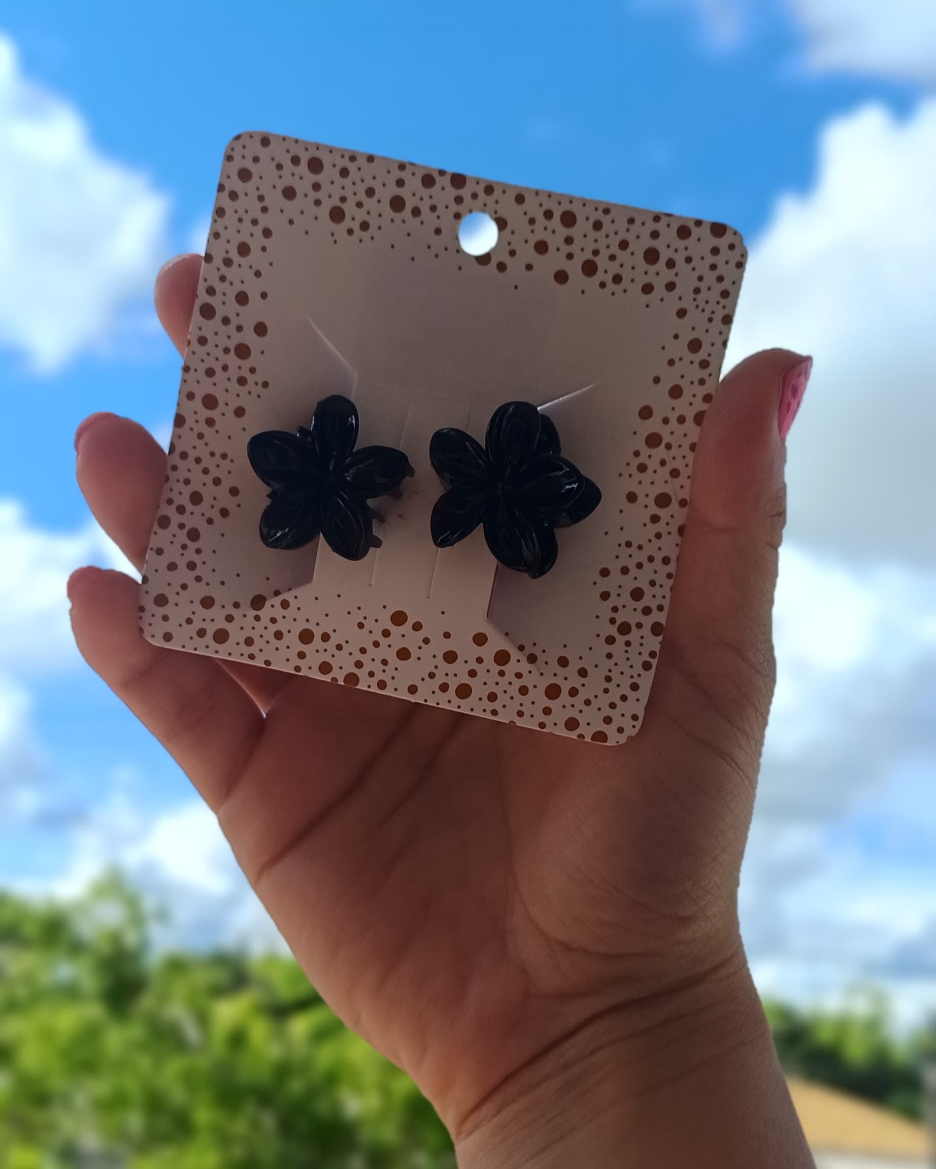 Doble broches mini Flor Negra